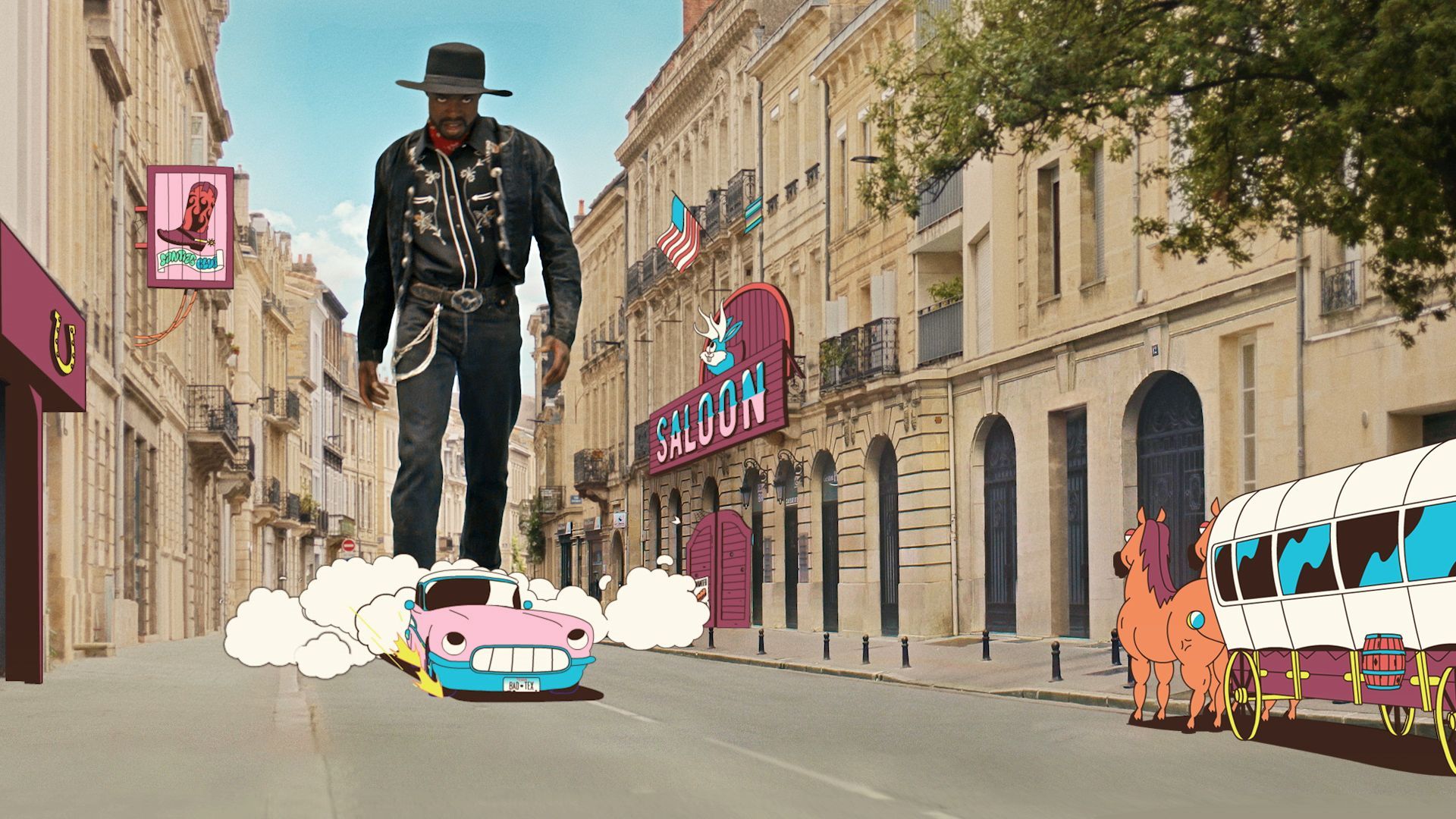 Mixed media animation still from Charlie Toquรฉ's Subway commercial